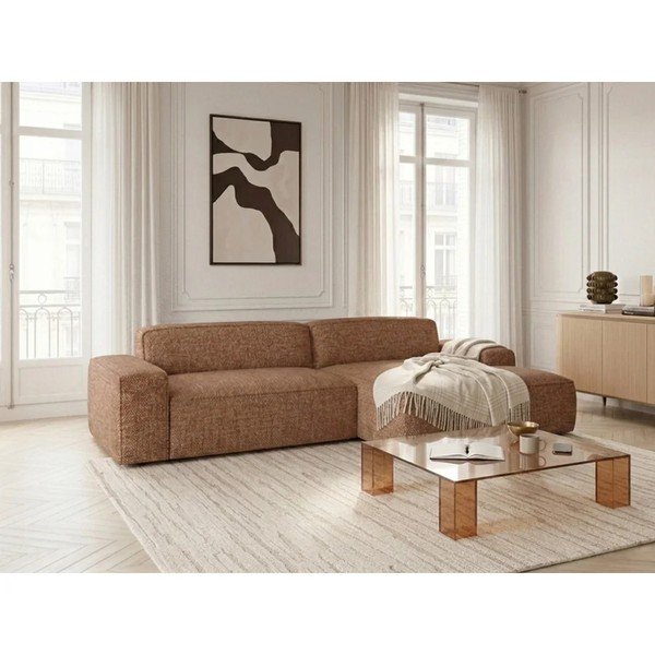 Oranžinės spalvos sulankstoma/ar elektrisko sēdekļa regulēšanu kampinė sofa (su dešiniuoju kampu) Abel – Bobochic Paris-image-4