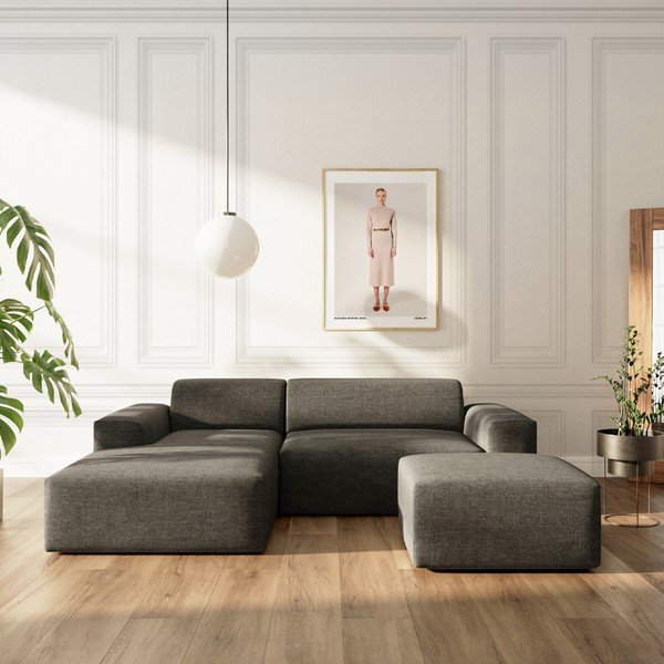 Antracito spalvos sulankstoma/su sandėliavimo vieta kampinė sofa (su kairiuoju kampu/su gultu) Villet – Rodier-image-1