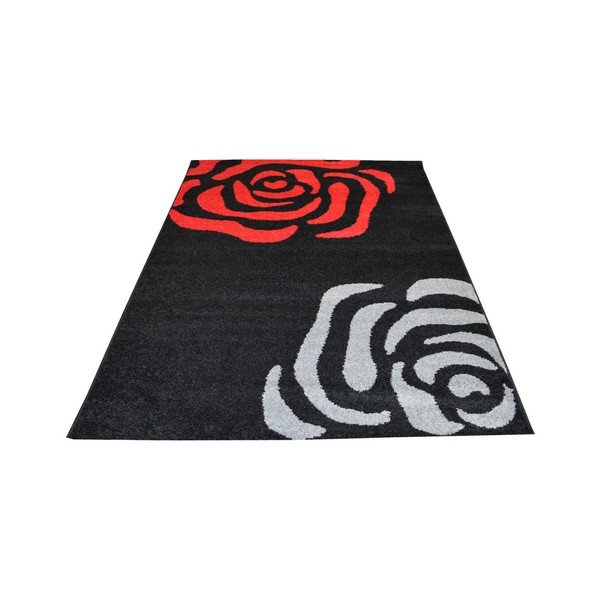 Kilimų kilimai Flair Kilimai Fleurs Black and Red, 160x235 cm-image-1