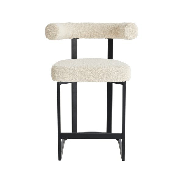 Juodos ir baltos spalvos iš audinio baro taburetė (sėdynės aukštis 66 cm) Parie – Ellos Home-image-4