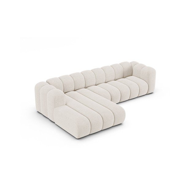 Kreminės spalvos kampinė sofa iš šenilinio audinio (su kairiuoju kampu/su gultu) Lupine – Micadoni -image-2