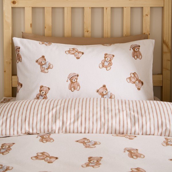 Kreminės spalvos iš flanelės viengulė vaikiška patalynė 120x150 cm Brushed Teddy Bear – Catherine Lansfield-image-3