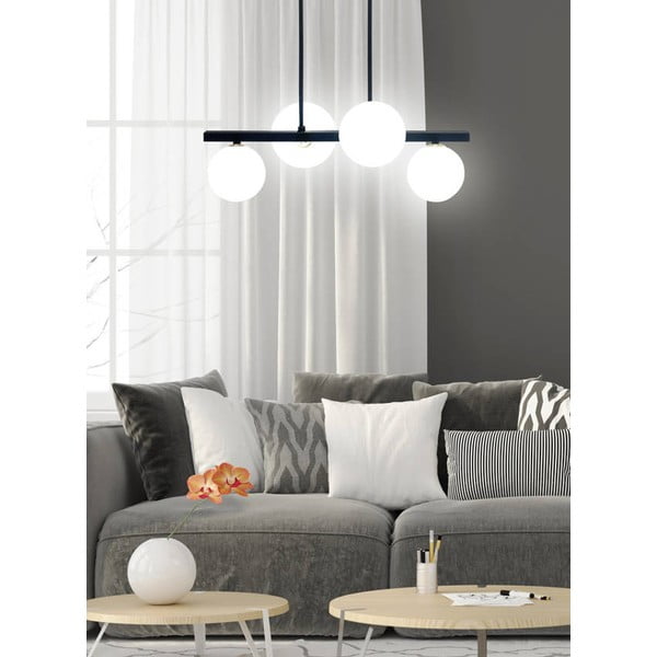 Juodas pakabinamas šviestuvas su stikliniu gaubtu 25x59 cm Kama - Candellux Lighting-image-1