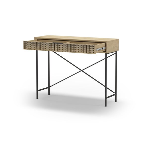 Konsolinis staliukas natūralios spalvos iš ąžuolo 35.5x110 cm Ecrin – Marckeric-image-3