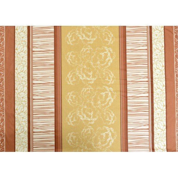 Geltonai oranžinė medvilninio satino dvigulė paklodė 200x220 cm Stripes -image-1