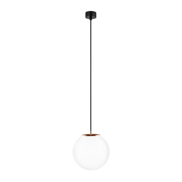 Baltas pakabinamas šviestuvas su juodu kabeliu ir vario spalvos detalėmis "Sotto Luce Tsuri", ⌀ 25 cm