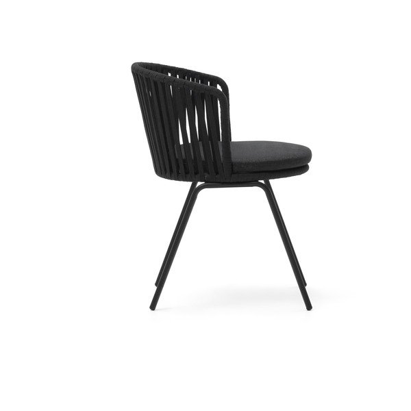 Juoda metalinė sodo kėdė Saconca - Kave Home-image-3