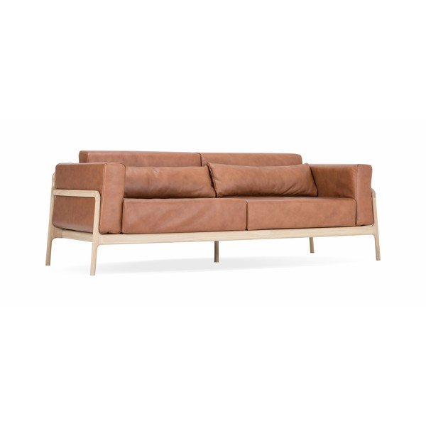 Ruda buivolo odos sofa su ąžuolo masyvo konstrukcija Gazzda Fawn, 240 cm-image-2