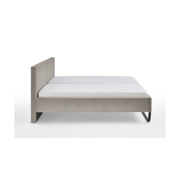 Pilkos spalvos/rudos spalvos dvigulė lova audiniu dengta be grotelių 180x200 cm Swing – Meise Möbel-image-3