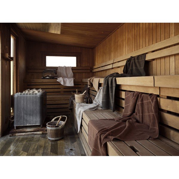 Taupe spalvos iš frote audinio iš medvilnės rankšluostis 50x100 cm Sauna – Zone-image-1