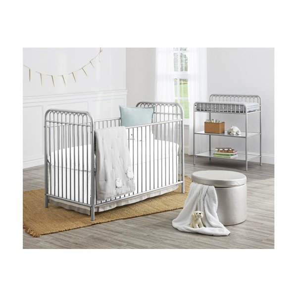 Iš metalo aukšta su vystymo stalu vaikiška šoninė spintelė šviesiai pilkos spalvos 87x102 cm Monarch Hill – Støraa-image-3