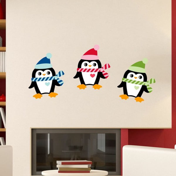 3 "Ambiance" kalėdinių pingvinų lipdukų rinkinys