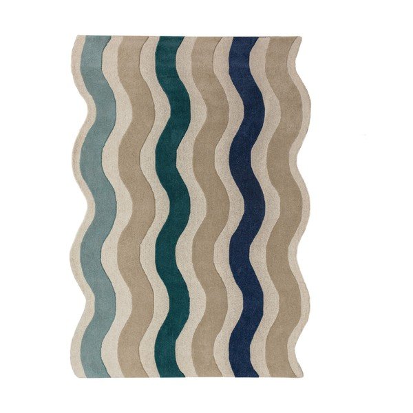 Rankų darbo mėlynos spalvos iš vilnos kilimas 160x230 cm Cascade Wool – Flair Rugs