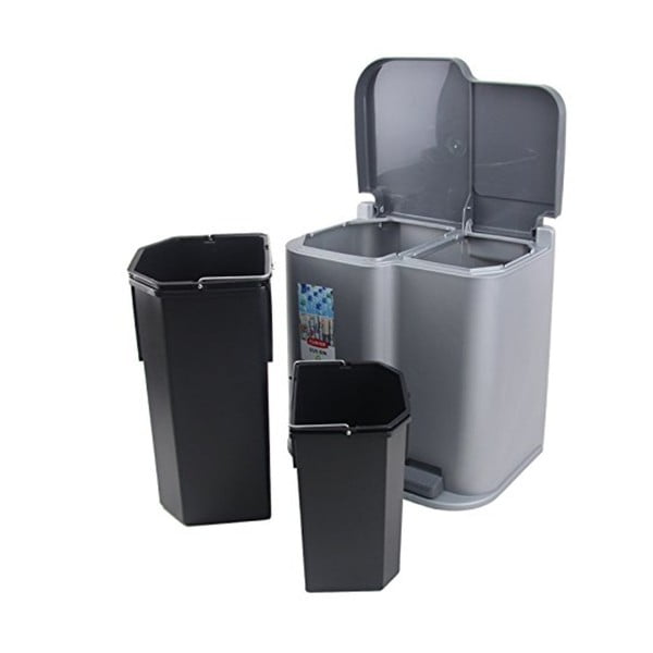 Pilka šiukšliadėžė su pedalu Curver Duo, 21 l-image-2