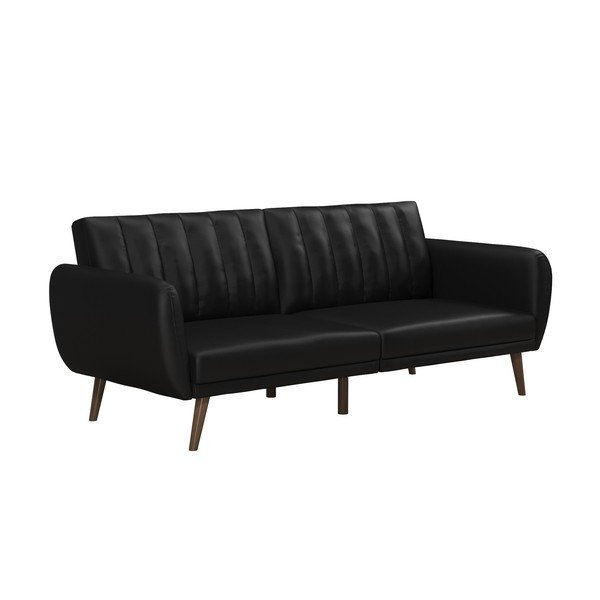 Juoda sofa-lova iš odos imitacijos 207 cm Brittany - Novogratz-image-2