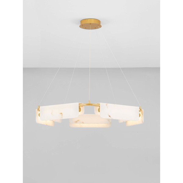 Kreminės spalvos/žalvario spalvos kabantis šviestuvas LED su marmuro dekoru su pritemdymo funkcija ø 93 cm Aider – Nova Luce-image-3
