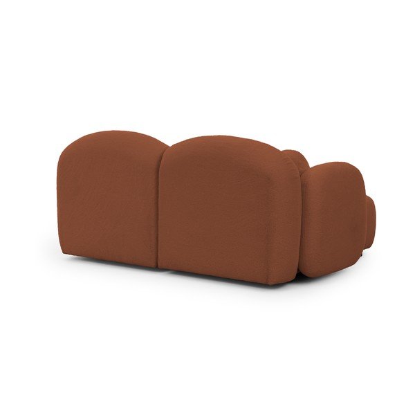 Terakotos spalvos kampinė sofa iš boucle (su kairiuoju kampu/su gultu) Orbit – Ropez-image-3