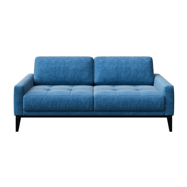Mėlyna dvivietė sofa su medinėmis kojomis MESONICA Musso Tufted