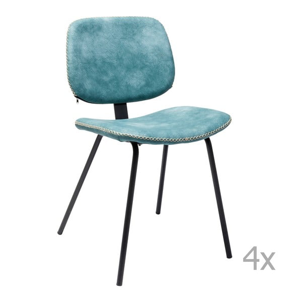 4 mėlynų valgomojo kėdžių rinkinys Kare Design Barber