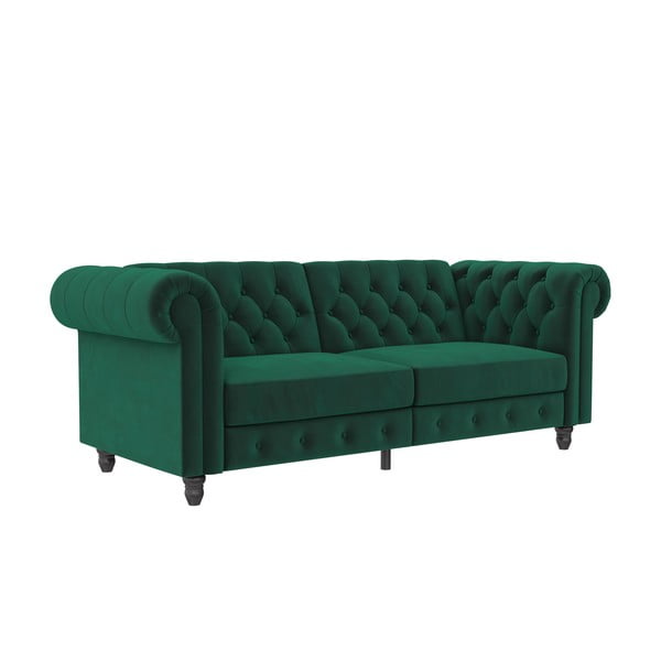 Iš velveto sulankstoma sofa tamsiai žalios spalvos 236 cm Felix – Støraa-image-2