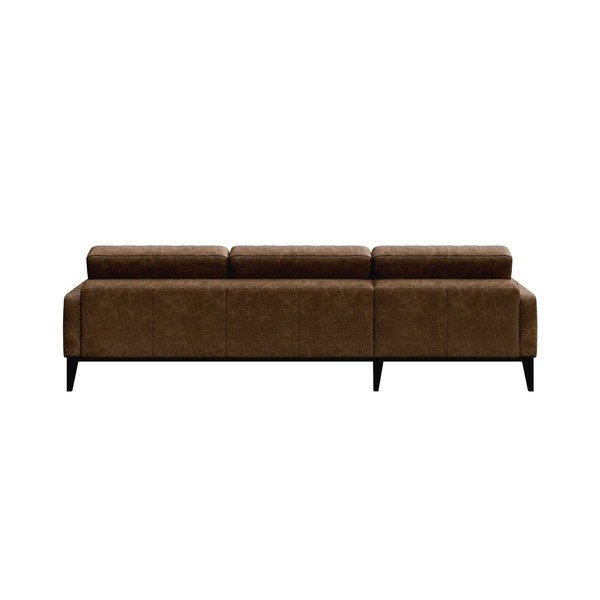 Rudos spalvos odinė kampinė sofa MESONICA Musso Tufted, dešinysis kampas-image-3