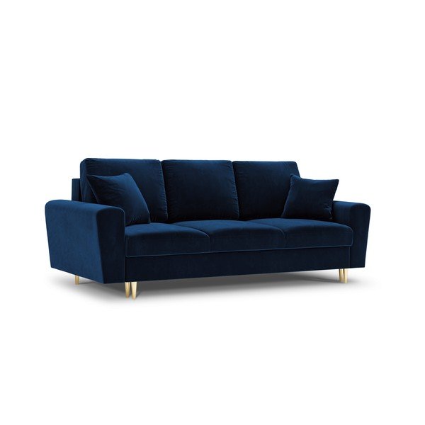 Mėlynos spalvos iš velveto sulankstoma/su sandėliavimo vieta sofa 235 cm Kyoto – Cosmopolitan Design-image-1