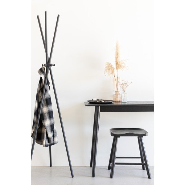 Juodos spalvos iš ąžuolo masyvo taburetė Vander – White Label-image-1