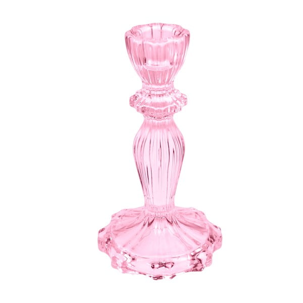 Aukštas rožinis stiklinis žvakidės laikiklis - Rex London