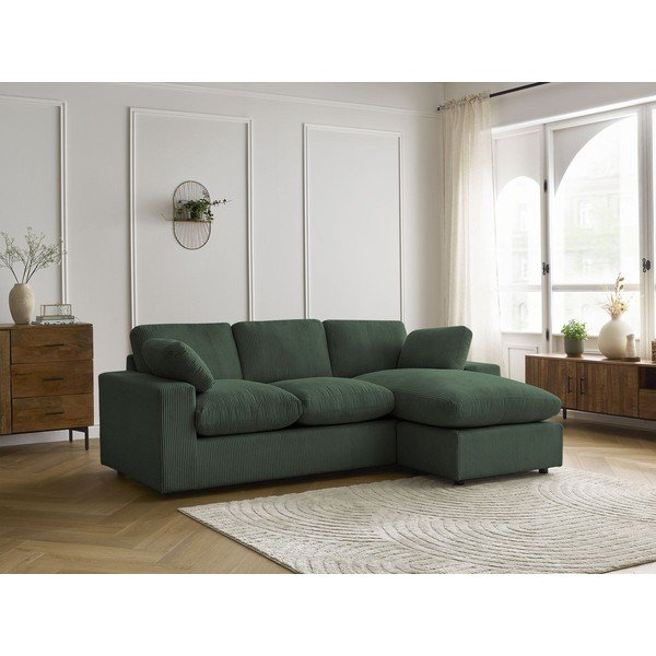 Žalios spalvos kampinė sofa iš kordinio velveto Belair – Bobochic Paris-image-1