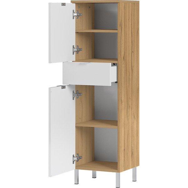 Baltos spalvos spintelė su ąžuolo dekoru Germania Mauresa, aukštis 120 cm-image-2
