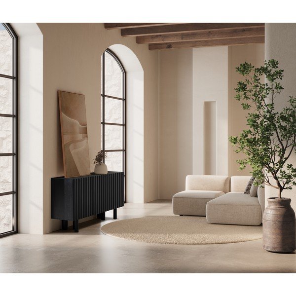 Juodos spalvos iš mango masyvo šoninė spintelė 160x80x40 cm Tamira – MOME-image-1