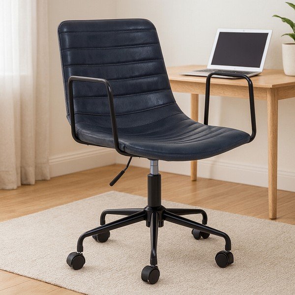 Tamsiai pilkos spalvos iš dirbtinės odos biuro kėdė Forbes – Premier Housewares-image-3