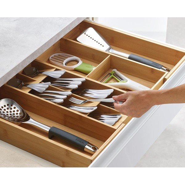 Reguliuojamas natūralios spalvos iš bambuko stalo įrankių padėklas 32 x 40 cm DrawerStore Bamboo – Joseph Joseph-image-1