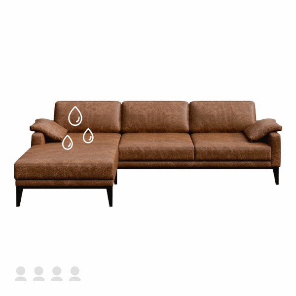 4 vietų sofos su odiniais apmušalais impregnavimas, impregnavimas be valymo