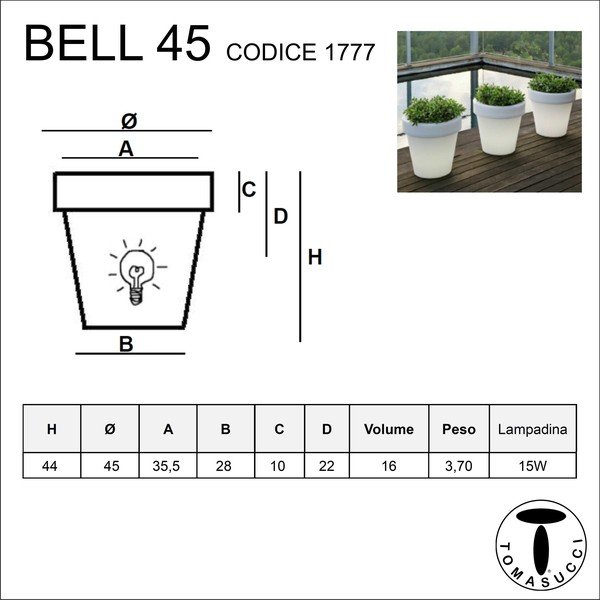 Baltas vazonas su apšvietimu "Tomasucci Classic", ⌀ 45 cm-image-2