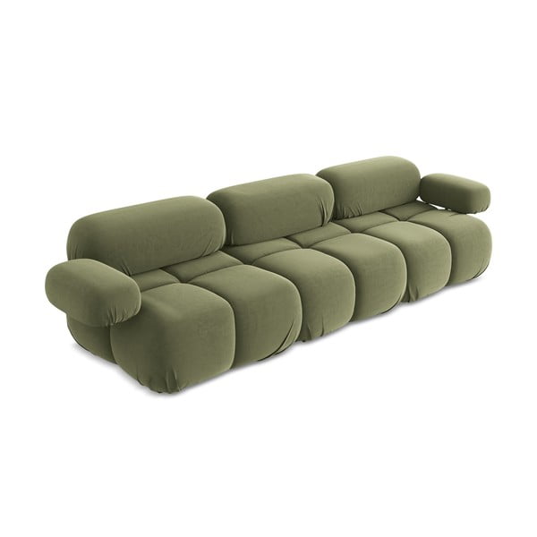 Šviesiai žalios spalvos iš velveto sofa 285 cm Lokua – Makamii-image-1