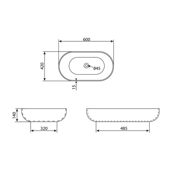 Baltas keraminis praustuvas Sapho Caleo, 60 x 42 cm-image-3