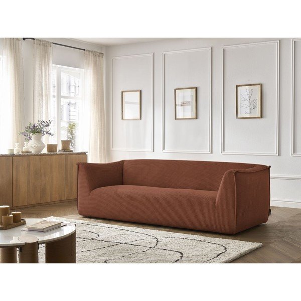 Oranžinės spalvos sofa iš kordinio velveto 242 cm Giorgia – Bobochic Paris-image-1