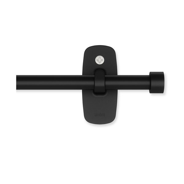 Matinės juodos spalvos iš plieno išplečiamas užuolaidos strypas 40 - 71 cm Adhera – Umbra