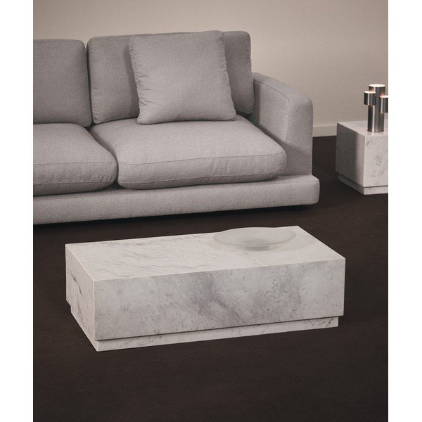Baltos spalvos iš marmuro kavos staliukas 50x100 cm Sorein – Kave Home-image-1