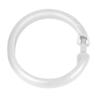 12 baltų plastikinių žiedų rinkinys, skirtas dušo užuolaidai Wenko