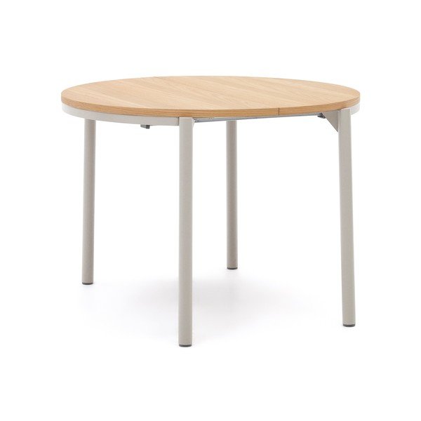 Apvalios formos prailginamas valgomojo stalas natūralios spalvos su ąžuolo dekoro stalviršiu ø 90 cm Montuiri – Kave Home-image-2