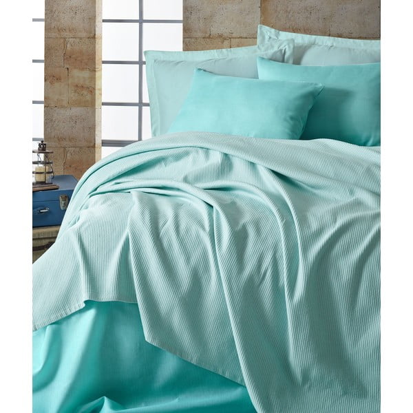 "EnLora Home Deportes Mint" lovos užtiesalo, paklodės ir užvalkalo ant pagalvės komplektas, 160 x 235 cm