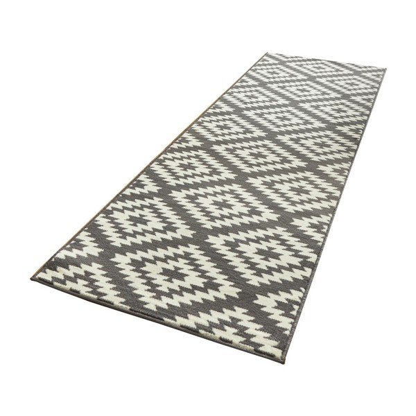 Pilkas kilimas su baltomis detalėmis Hanse Home Basic Nordic,, 80 x 350 cm-image-2