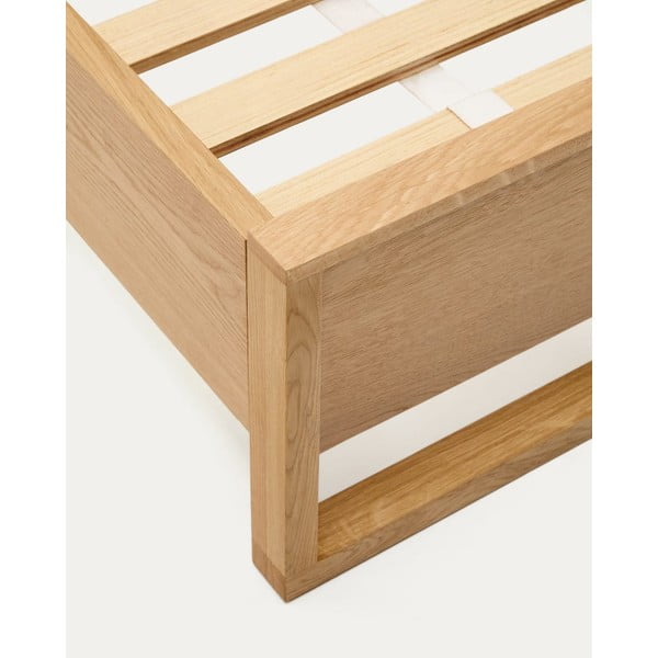 Natūralios spalvos iš ąžuolo masyvo viengulė lova su lovos grotelėmis 90x190 cm Alguema – Kave Home-image-4