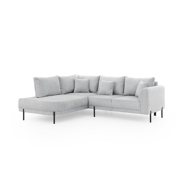 Šviesiai pilkos spalvos kampinė sofa iš šenilinio audinio (su kairiuoju kampu/„L“ formos) Mauris  – Ropez-image-2