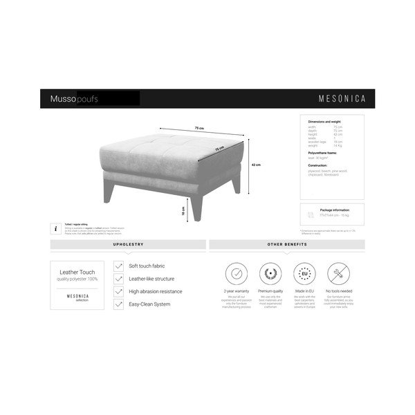 Smėlio spalvos pufas MESONICA Musso Tufted-image-3