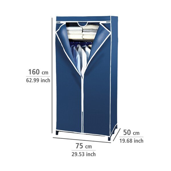 Wenko mėlyna medžiaginė spinta, 160 x 50 x 75 cm-image-2