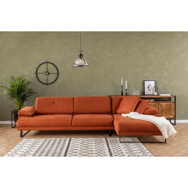 Oranžinė kampinė sofa Artie Mustang, dešinysis kampas-image-1