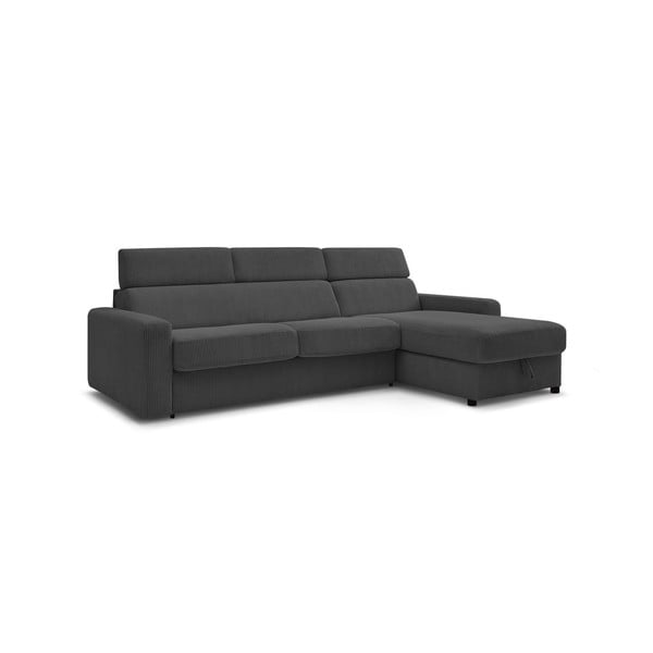 Iš kordinio velveto sulankstoma kampinė sofa tamsiai pilkos spalvos (kintama) Monaco – Bobochic Paris-image-3